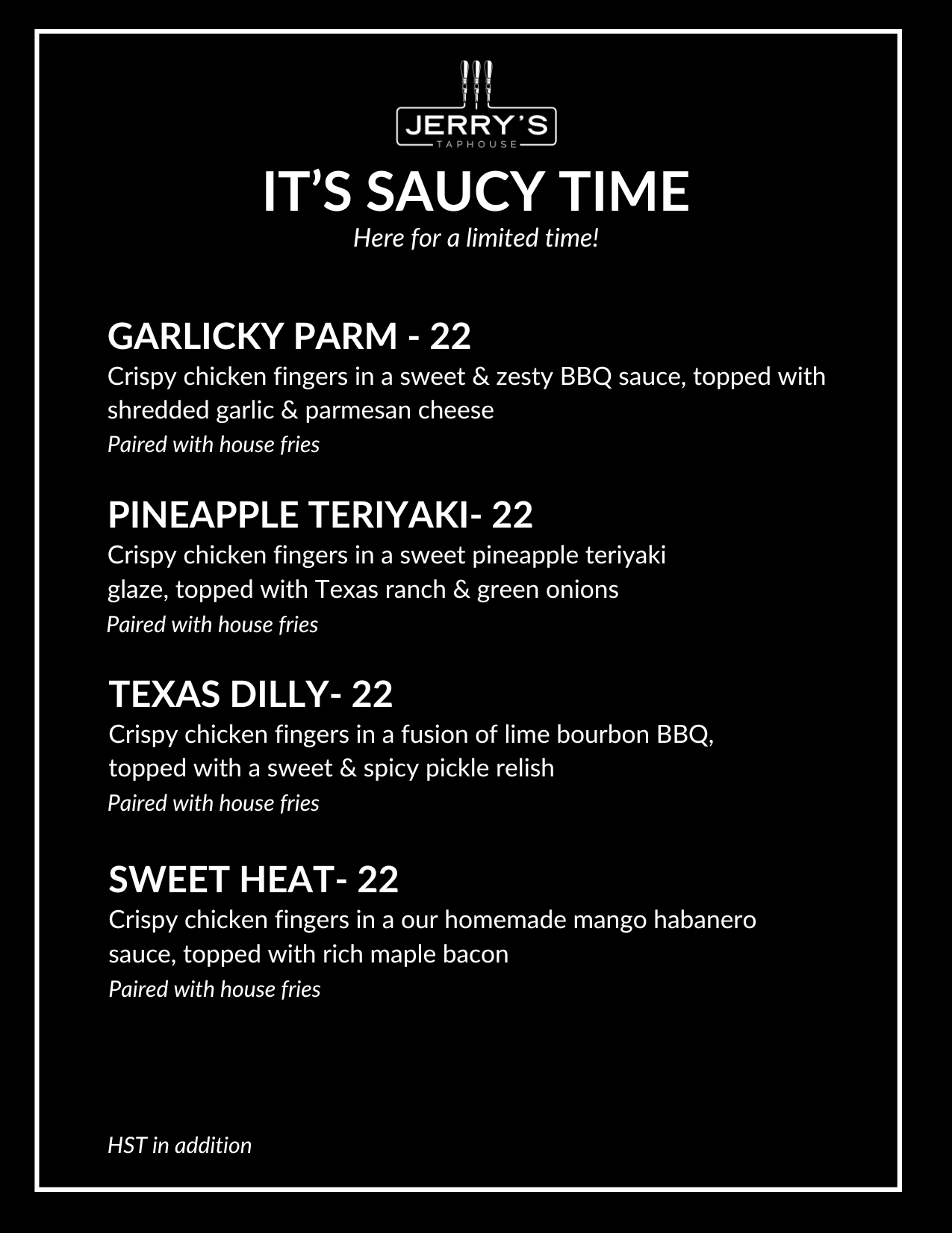 saucy finger menu